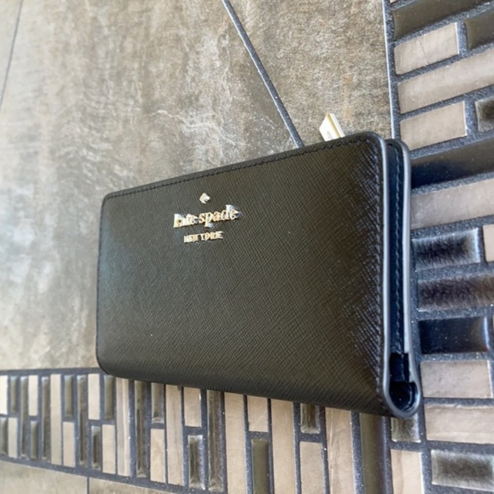 Kate Spade Staci Large Slim Bifold Wallet Black - Picture 2 of 16